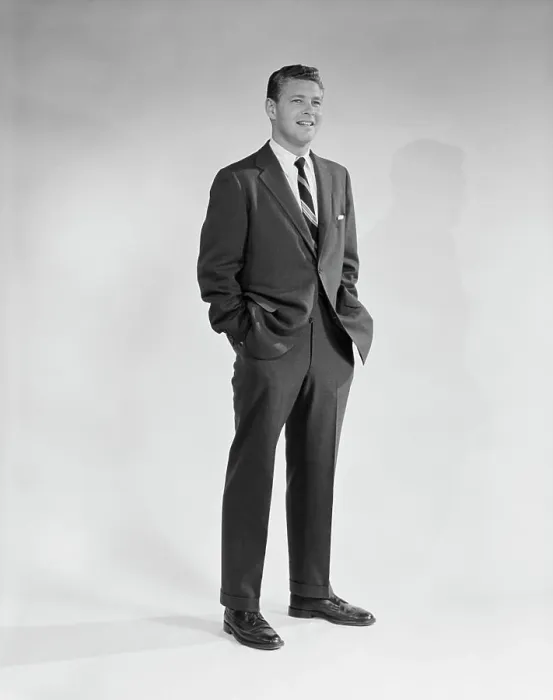 Framed Print : 1950S 1960S Portrait Smiling Man Standing With Hands In Pockets Wearing Suit And Tie Framed Print : 1950S 1960S Portrait Smiling Man Standing With Hands In Pockets Wearing Suit And Tie