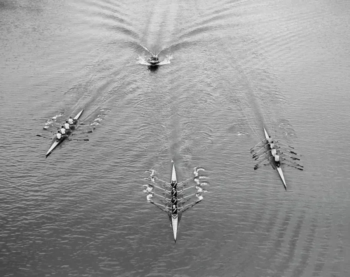 Framed Print : 1950S Aerial View Of Rowing Competition