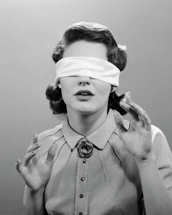 Framed Print : 1950S Woman Blindfolded Framed Print : 1950S Woman Blindfolded