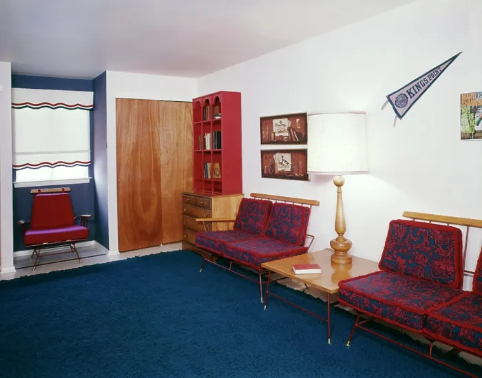 Framed Print : 1960S Office Waiting Room Blue Carpet Lamp End Table School Pennant Framed Print : 1960S Office Waiting Room Blue Carpet Lamp End Table School Pennant