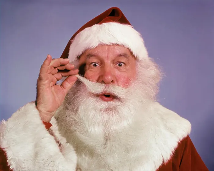 Framed Print : 1960s PORTRAIT SANTA CLAUS TWIRLING THE END OF HIS MUSTACHE LOOKING AT CAMERA