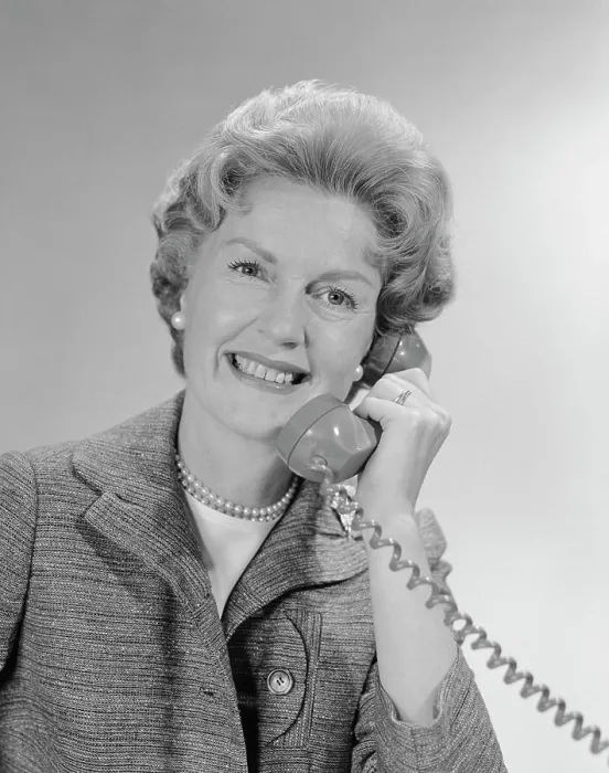 Framed Print : 1960S Portrait Smiling Mature Woman Talking On Telephone Framed Print : 1960S Portrait Smiling Mature Woman Talking On Telephone