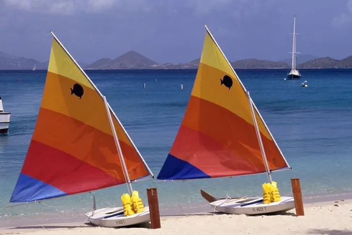 Framed Print : 1990s TWO COLORFUL SUNFISH SAILBOATS ON BEACH US VIRGIN ISLANDS Framed Print : 1990s TWO COLORFUL SUNFISH SAILBOATS ON BEACH US VIRGIN ISLANDS