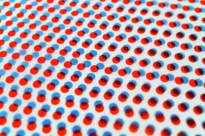 Framed Print : 3D red and blue dots pattern overlapping on white background Framed Print : 3D red and blue dots pattern overlapping on white background