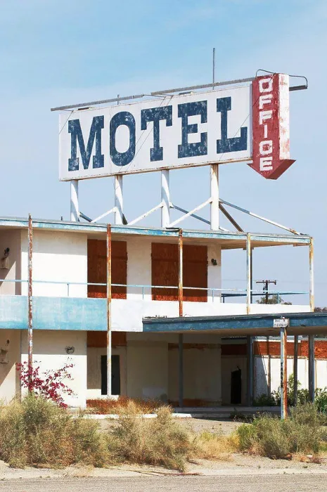 Framed Print : Abandoned motel on shore of Salton Sea, Bombay Beach, Imperial County, California, USA