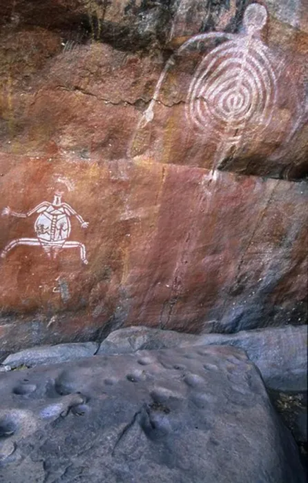 Framed Print : Aboriginal rock art, Aboriginal rock paintings near Cannon Hill, Kakadu National Park, Northern Territory, Australia