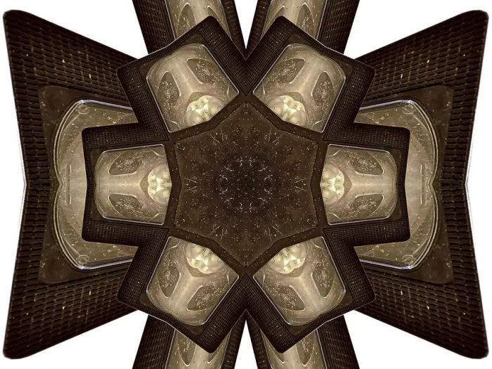 Framed Print : An abstract design made by taking a photo of a VHS Cassette and applying fractal mirroring Framed Print : An abstract design made by taking a photo of a VHS Cassette and applying fractal mirroring