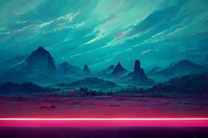 Framed Print : abstract synthwave neon night background, neural network generated art