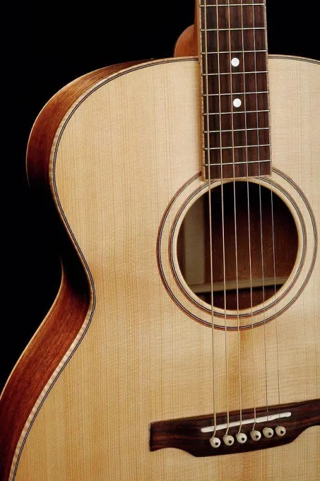 Framed Print : Acoustic guitar from the bridge up to the top of the body; United States of America Framed Print : Acoustic guitar from the bridge up to the top of the body; United States of America