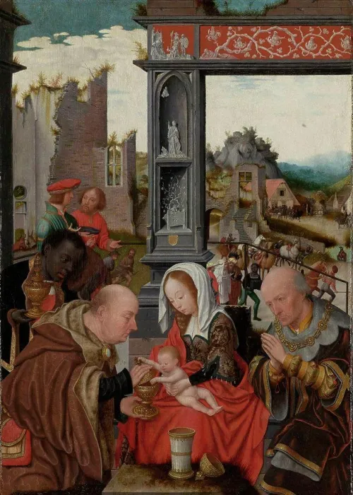 Framed Print : The Adoration of the Magi, Jan Jansz Mostaert, c. 1520 - c. 1525