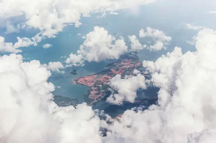 Framed Print : Aerial photo shot from plane flying from Bali to Singapore Framed Print : Aerial photo shot from plane flying from Bali to Singapore
