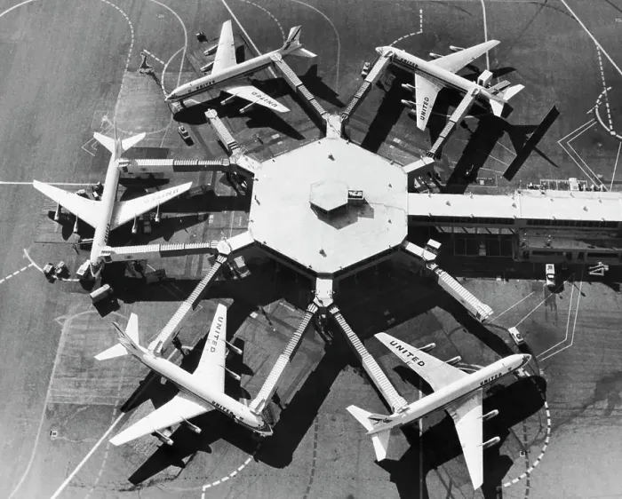Framed Print : Aerial view of five airplanes at an airport, San Francisco International Airport, San Francisco, California, USA