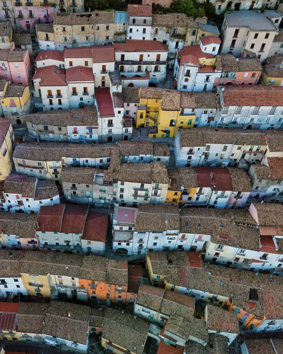 Framed Print : Aerial view of Calitri, a colourful town in Irpinia, Avellino, Italy