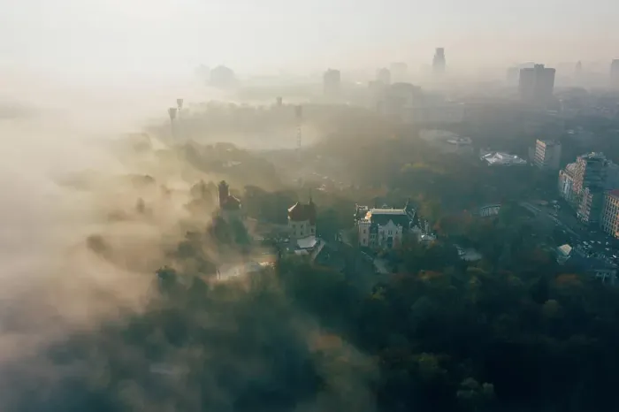 Framed Print : Aerial view of the city in the fog Aerial view of the city in the fog Framed Print : Aerial view of the city in the fog Aerial view of the city in the fog