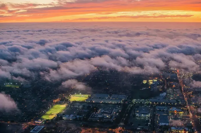Framed Print : Aerial view of clouds over Los Angeles, California, USA Framed Print : Aerial view of clouds over Los Angeles, California, USA