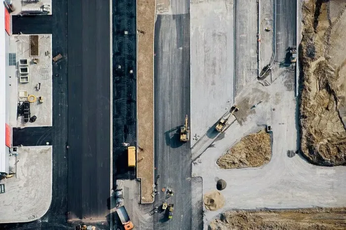 Framed Print : Aerial view of a construction site Framed Print : Aerial view of a construction site