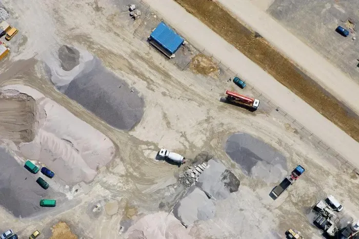 Framed Print : Aerial view of a construction site Framed Print : Aerial view of a construction site