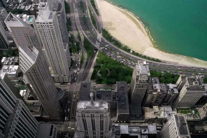 Framed Print : Aerial view of downtown Chicago, USA