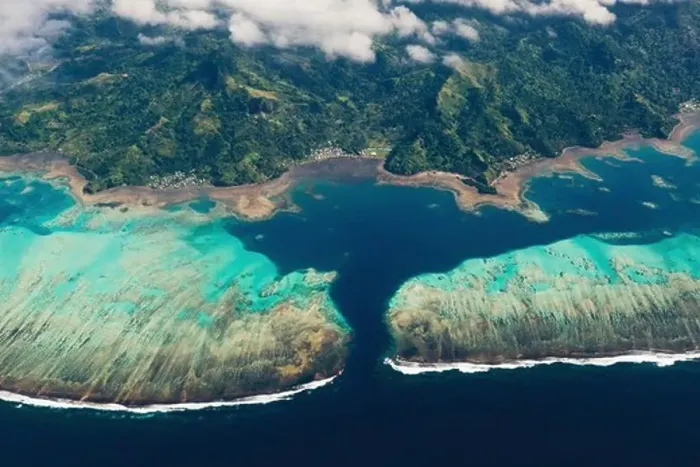 Framed Print : Aerial View of a Fijian Island Framed Print : Aerial View of a Fijian Island