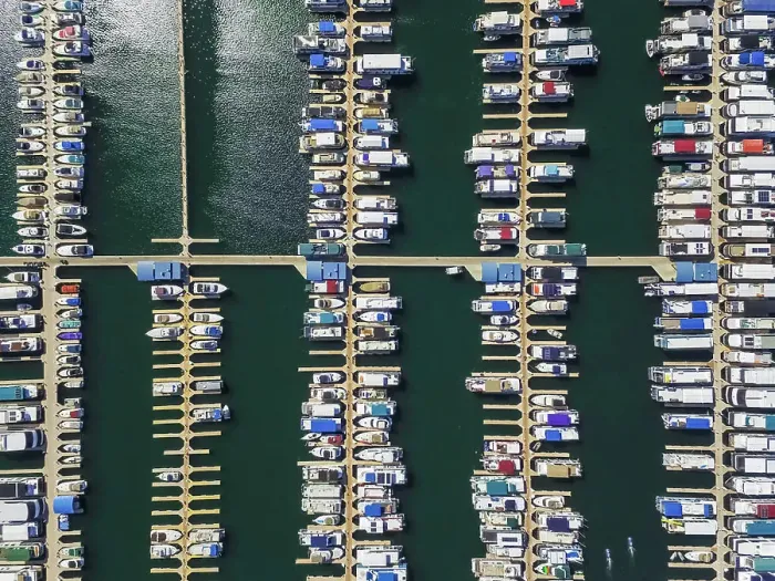 Framed Print : Aerial view of an harbour in Wahweap bay in Arizona, USA
