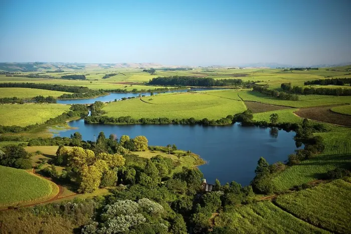Framed Print : Aerial view of KwaZulu Natal showing commercial sugar cane farms Framed Print : Aerial view of KwaZulu Natal showing commercial sugar cane farms