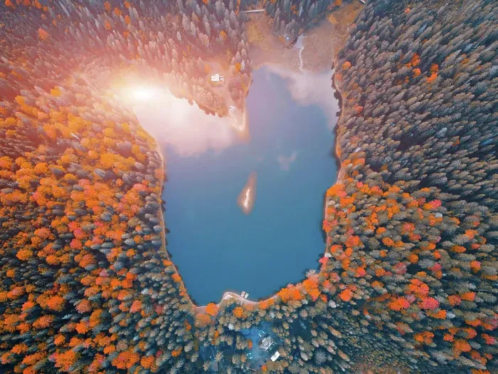 Framed Print : Aerial top view of lake DCIM100MEDIADJI_0175