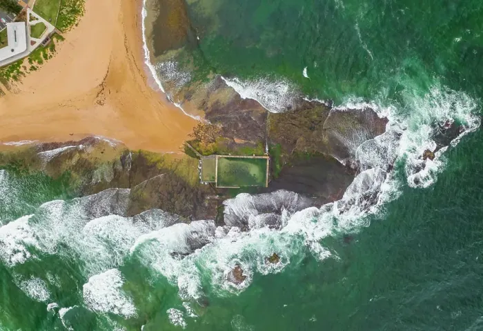 Framed Print : Aerial view of Mona Vale Rockpool, New South Wales, Australia Framed Print : Aerial view of Mona Vale Rockpool, New South Wales, Australia