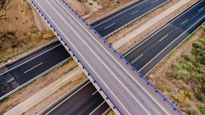 Framed Print : Aerial view of empty overpass
