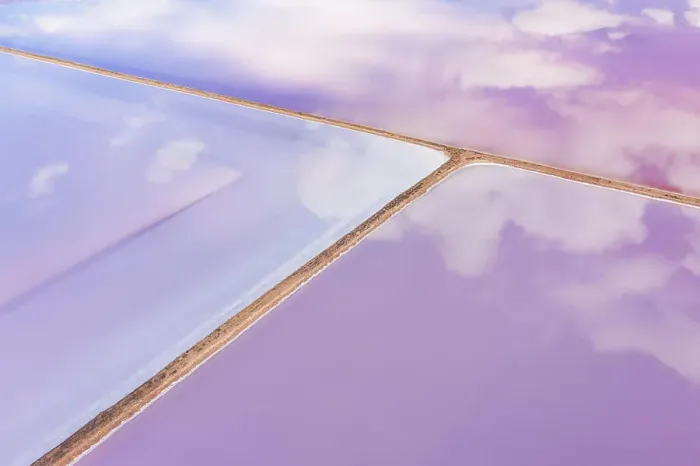 Framed Print : Aerial view of a pink lake, Lochiel, South Australia, Australia