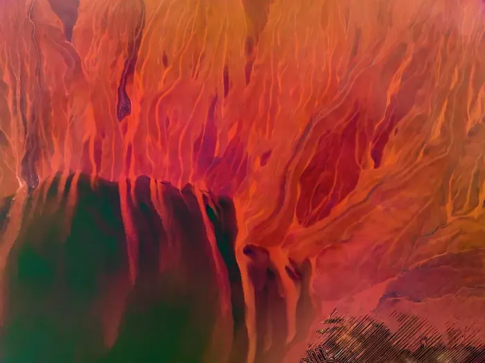 Framed Print : Aerial view of Stunning Pink Lake, Western Australia, Australia