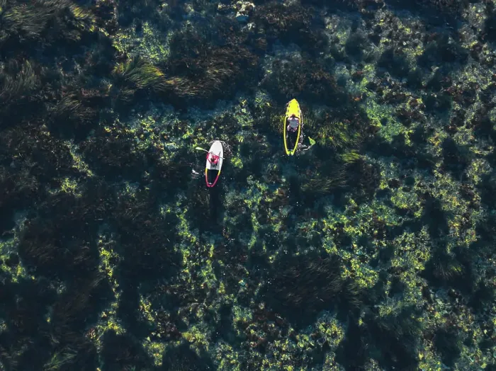 Framed Print : Aerial view of SUP surfers, Primorsky region, Russia Framed Print : Aerial view of SUP surfers, Primorsky region, Russia