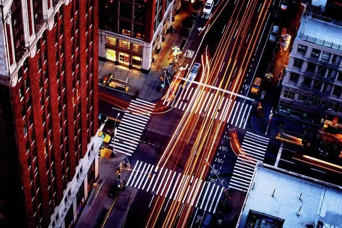 Framed Print : Aerial view of traffic driving on New York street, New York, United States Framed Print : Aerial view of traffic driving on New York street, New York, United States