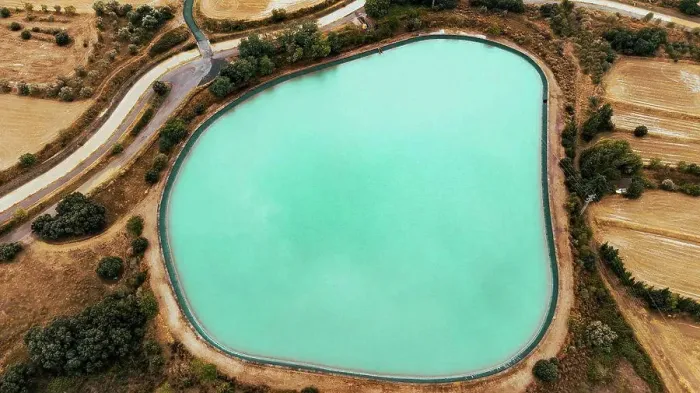 Framed Print : Aerial view of turquoise pond Framed Print : Aerial view of turquoise pond