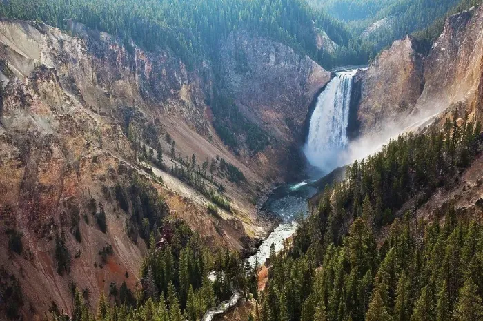 Framed Print : Aerial view of waterfall in rocky canyon, Grand Canyon of the YellowstoneYellowstone NP. Wyoming.USA Framed Print : Aerial view of waterfall in rocky canyon, Grand Canyon of the YellowstoneYellowstone NP. Wyoming.USA