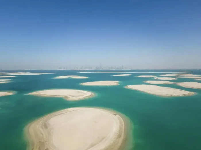 Framed Print : Aerial view of The World Islands in Dubai, United Arab Emirates Framed Print : Aerial view of The World Islands in Dubai, United Arab Emirates