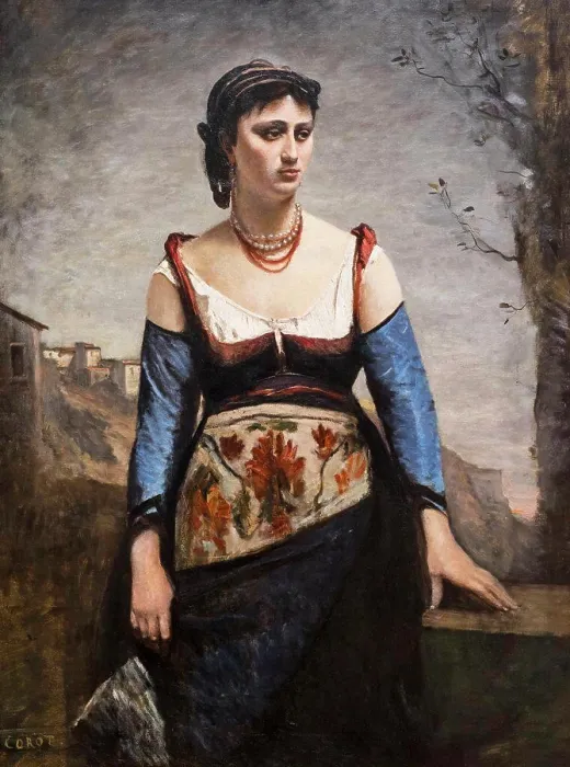 Framed Print : Agostine; Oil on canvas; 1866 Jean-Baptiste-Camille Corot; French; 1796 - 1875 Framed Print : Agostine; Oil on canvas; 1866 Jean-Baptiste-Camille Corot; French; 1796 - 1875