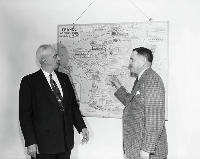 Framed Print : Agricultural Mission Presents Report on France. Photographs of Marshall Plan Programs, Exhibits, and Personnel Framed Print : Agricultural Mission Presents Report on France. Photographs of Marshall Plan Programs, Exhibits, and Personnel