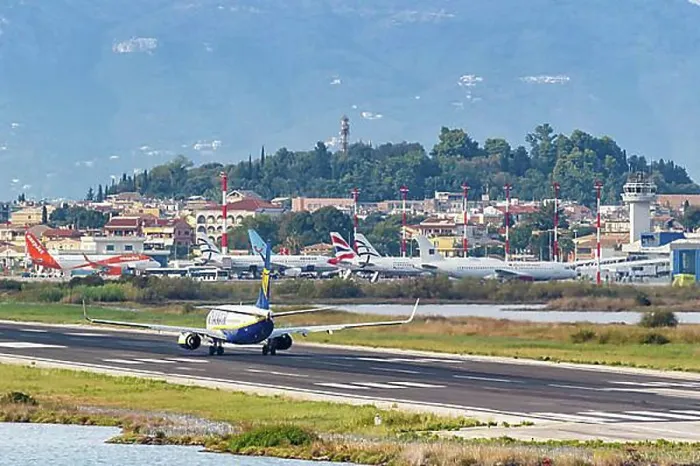 Framed Print : Aircraft at Corfu Airport (CFU), Corfu, Greece, Europe Framed Print : Aircraft at Corfu Airport (CFU), Corfu, Greece, Europe