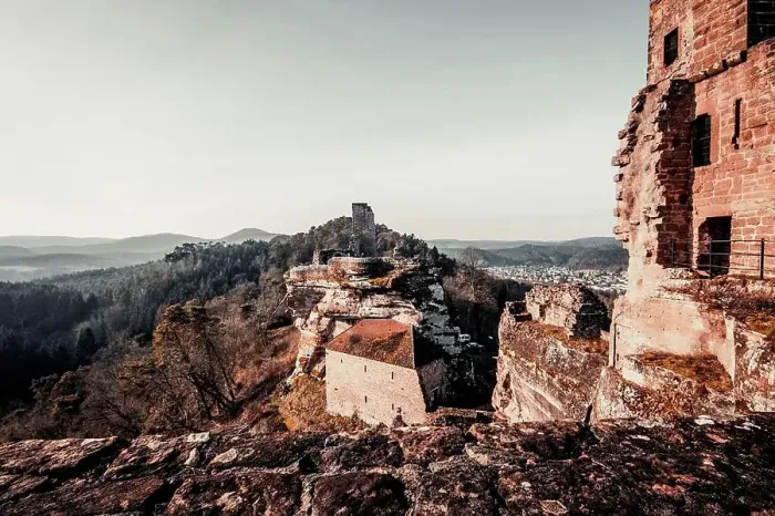 Framed Print : Altdahn Castle is the ruin of a medieval rock castle, Dahn, Germany