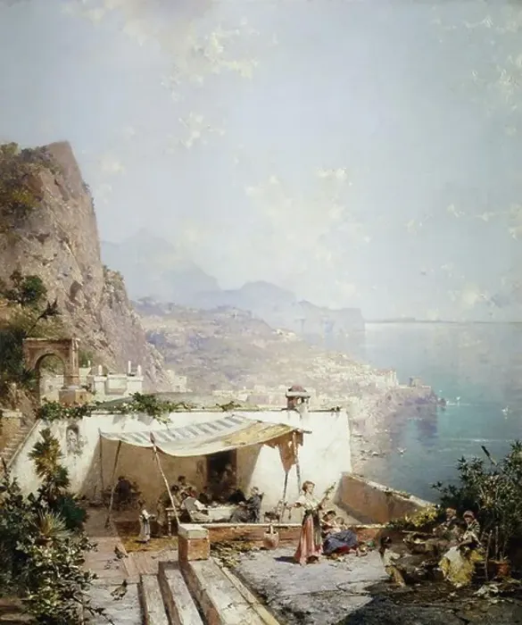 Framed Print : Amalfi - Gulf of Salerno; Amalfi - Golfe de Salerne. Franz Richard Unterberger (1832-1902). Oil on canvas. 80 x 68.5cm Framed Print : Amalfi - Gulf of Salerno; Amalfi - Golfe de Salerne. Franz Richard Unterberger (1832-1902). Oil on canvas. 80 x 68.5cm