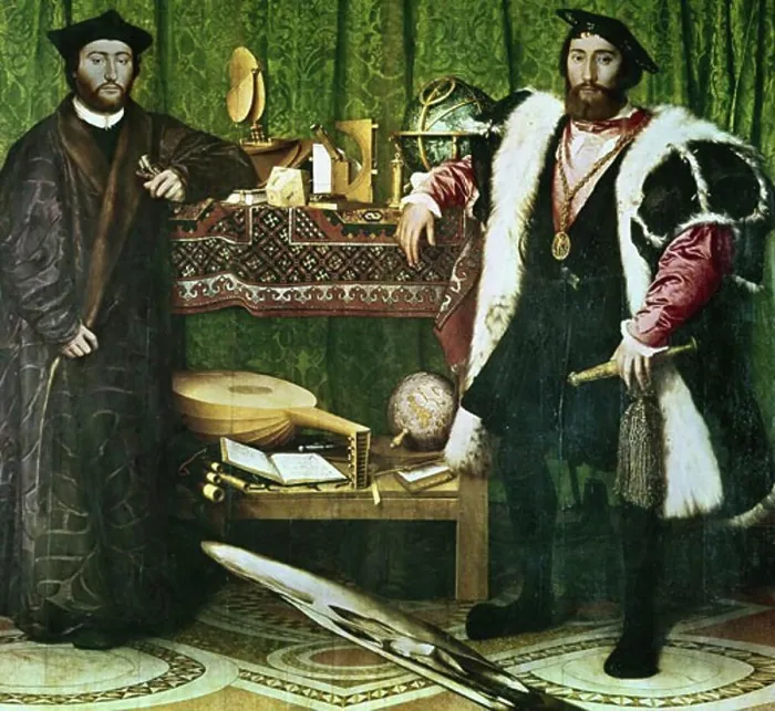Framed Print : The Ambassadors, Jean de Dinteville and Georges de Selve at court of Henry VIII of England by Hans Holbein the Younger Framed Print : The Ambassadors, Jean de Dinteville and Georges de Selve at court of Henry VIII of England by Hans Holbein the Younger