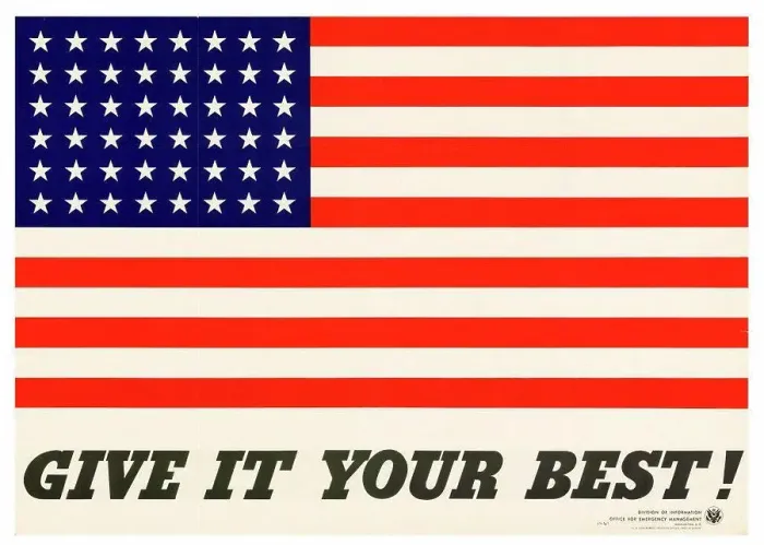 Framed Print : American patriotic propaganda poster Give It Your Best!, World War two 1942
