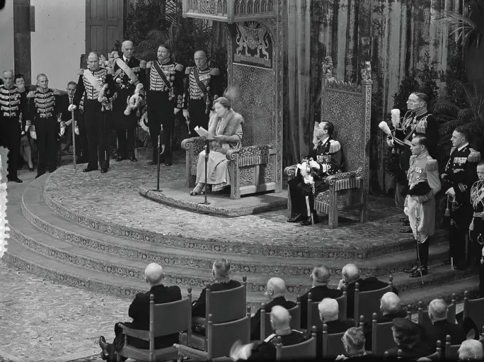 Framed Print : Anefo photo collection. Confirmation Statute of the Kingdom by Queen Juliana in the Ridderzaal in the Hague