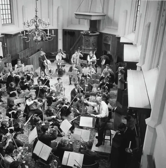 Framed Print : Anefo photo collection. Dutch student orchestra weather in Bergen to rehearse led by conductor Jan Brussen Framed Print : Anefo photo collection. Dutch student orchestra weather in Bergen to rehearse led by conductor Jan Brussen