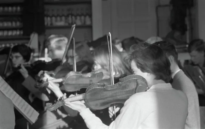 Framed Print : Anefo photo collection. The first rehearsal of the Dutch student orchestra led by Jan Brussen. January 6, 1960. Bergen Framed Print : Anefo photo collection. The first rehearsal of the Dutch student orchestra led by Jan Brussen. January 6, 1960. Bergen