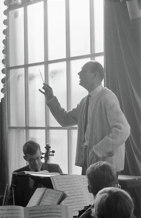 Framed Print : Anefo photo collection. The first rehearsal of the Dutch student orchestra led by Jan Brussen. January 6, 1960. Bergen Framed Print : Anefo photo collection. The first rehearsal of the Dutch student orchestra led by Jan Brussen. January 6, 1960. Bergen