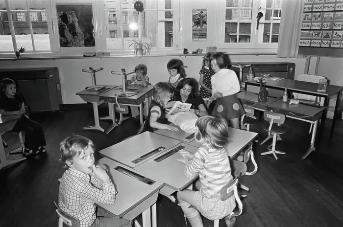 Framed Print : Anefo photo collection. First school day at primary school, O.A. Children in class. August 13, 1974 Framed Print : Anefo photo collection. First school day at primary school, O.A. Children in class. August 13, 1974
