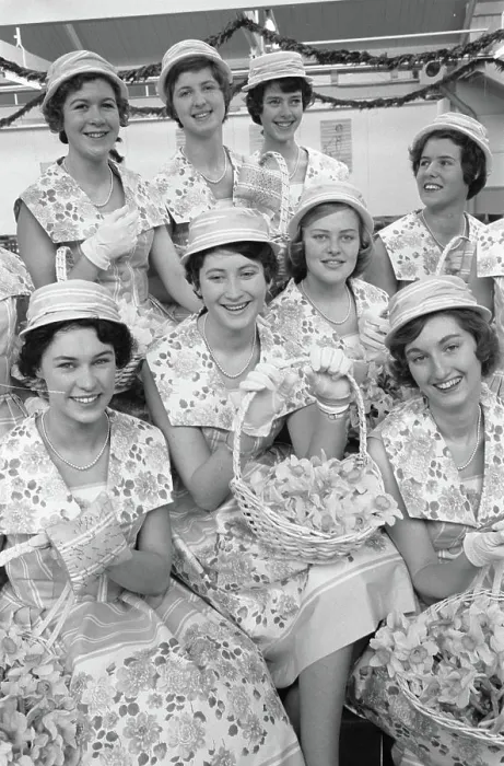 Framed Print : Anefo photo collection. Haarlem flower girls with their new costumes. March 2, 1961