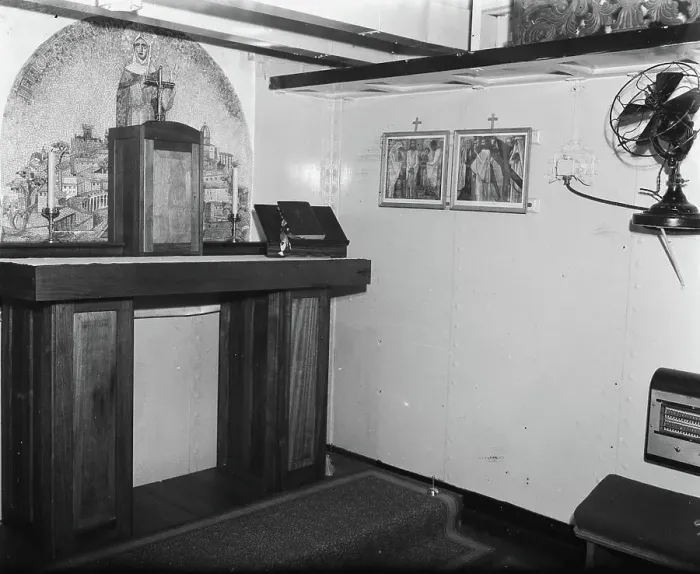 Framed Print : Anefo photo collection. Interior Chapel HR. Ms. Karel Doorman'. November 7, 1947. Rotterdam Framed Print : Anefo photo collection. Interior Chapel HR. Ms. Karel Doorman'. November 7, 1947. Rotterdam