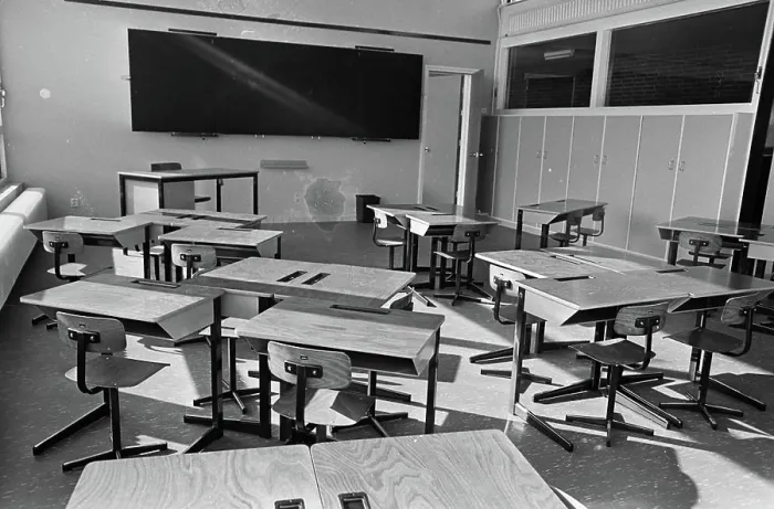Framed Print : Anefo photo collection. Lelystad almost ready. The school is already ready. September 28, 1967. Lelystad